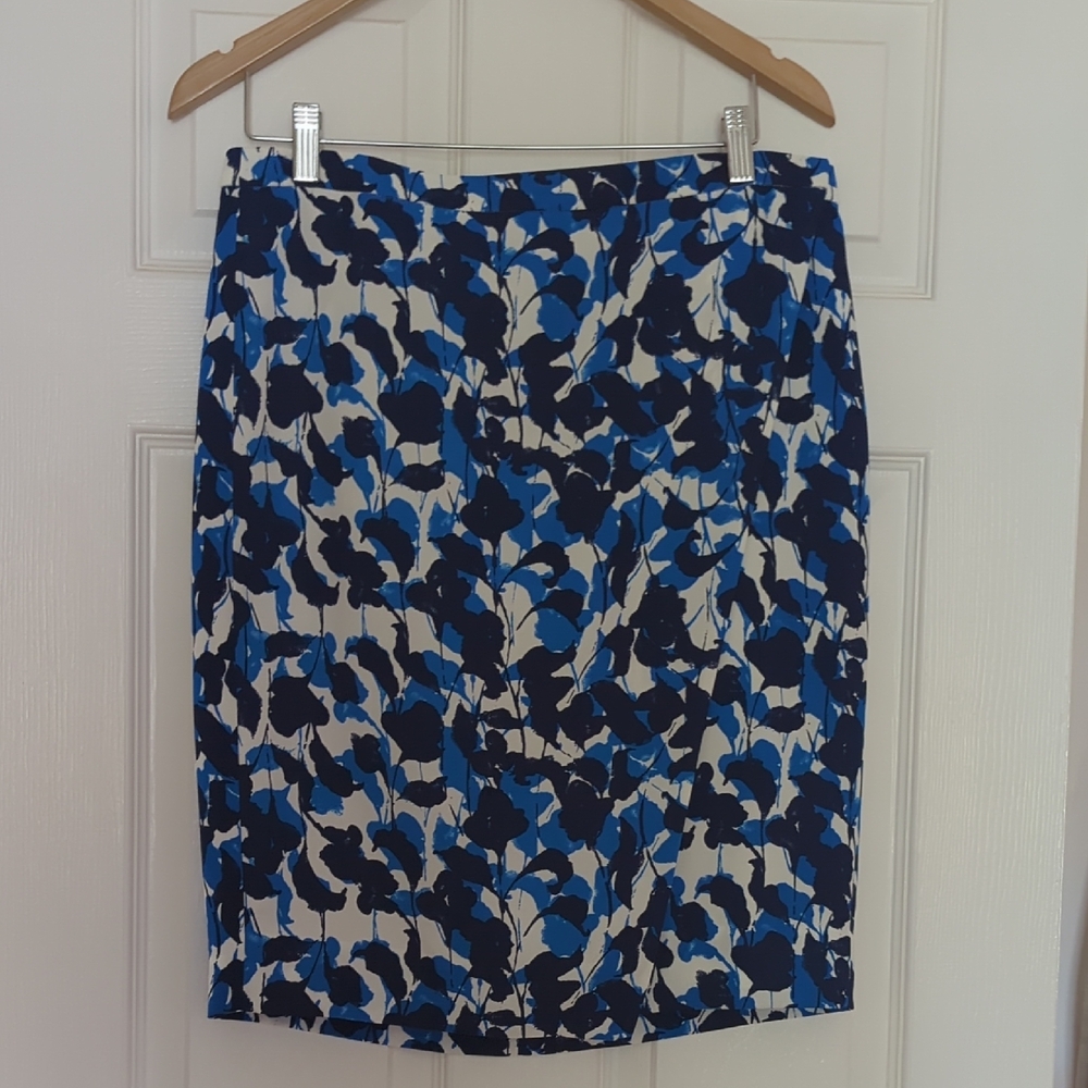 J. Crew Blue and White Pencil Skirt for Work